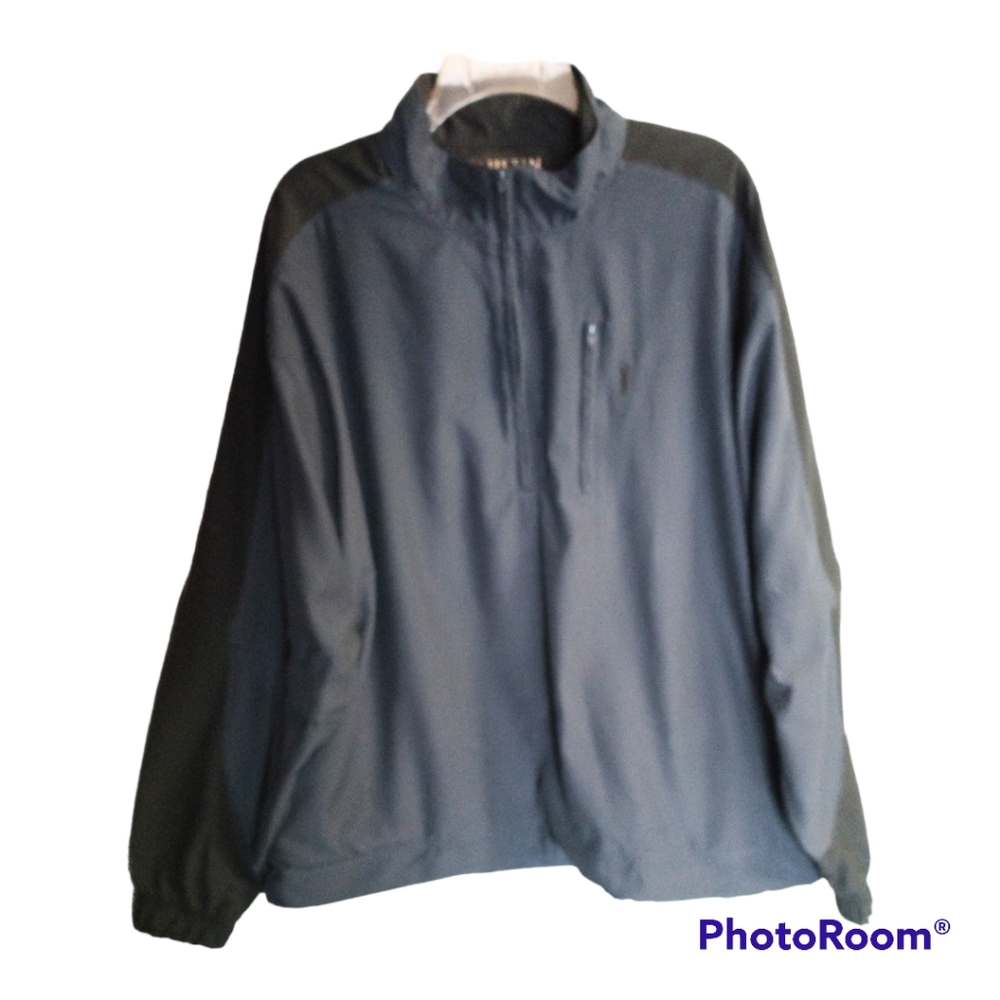 Austin Golf Men's Blue Wind Water Stain Resistant Large Jacket Blue Black Stripe